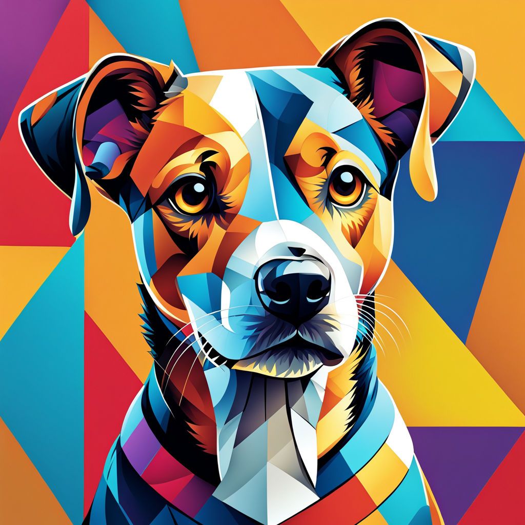 Dog from cubism-inspired