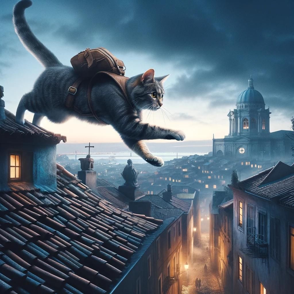 A_cat_adventurer_leaping_between_rooftops,_in_sear