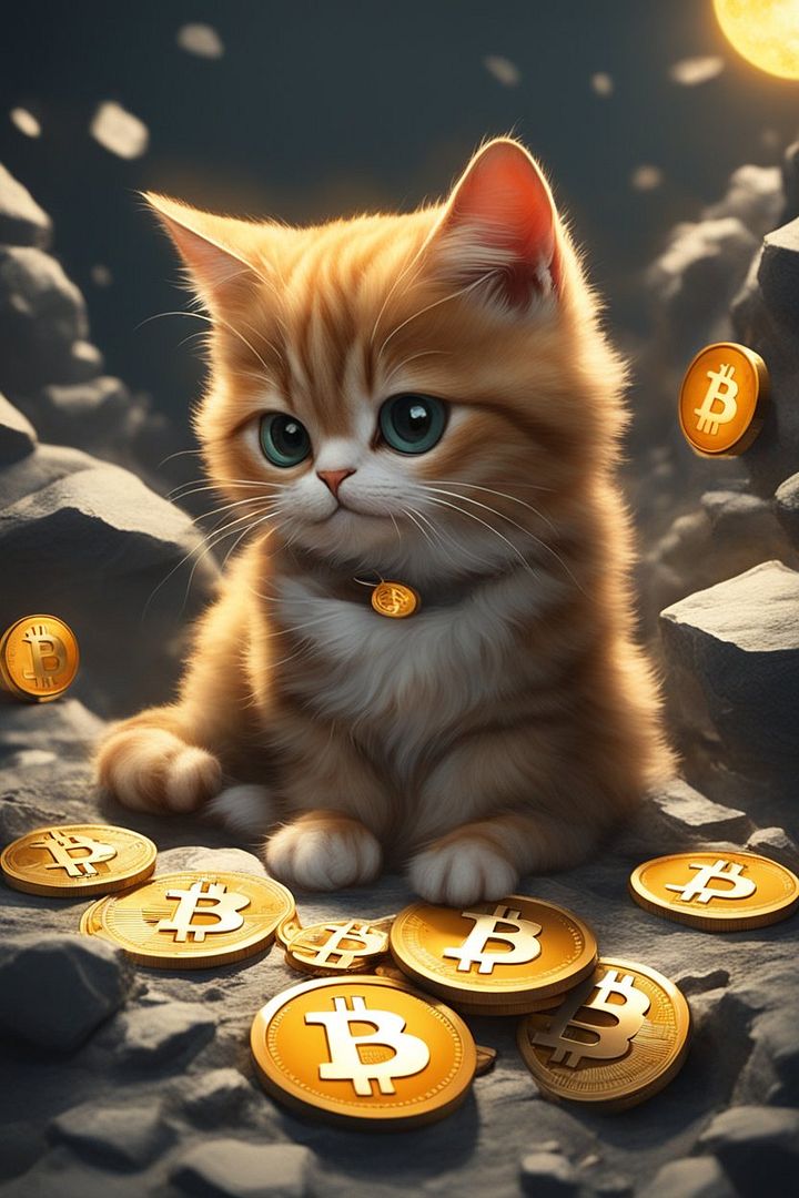 A_cute_cat_is_mining_a_bitcoin