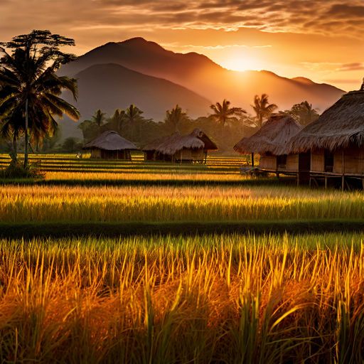 a farming village where rice is ripening