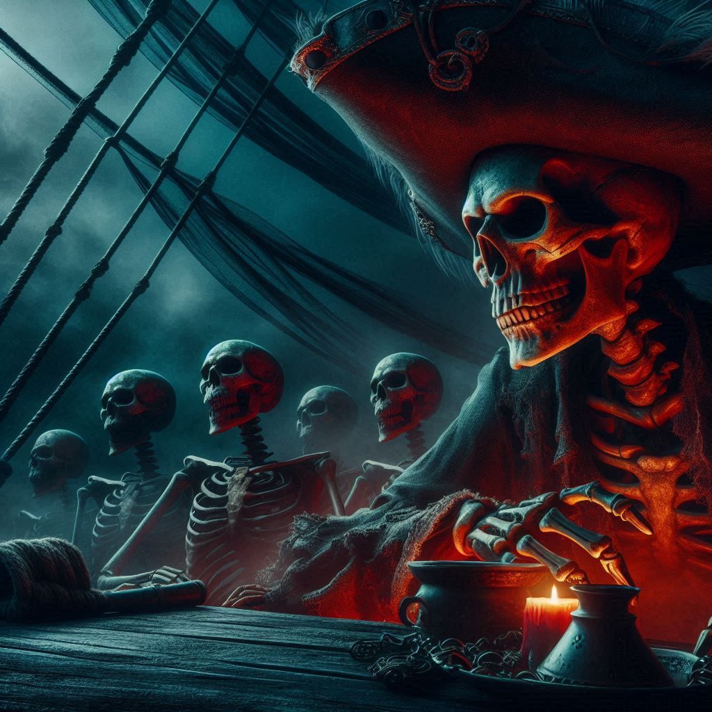 Skeleton pirate crew