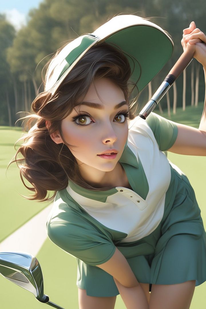 girl playing golf