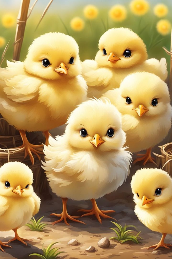 Cute Chicks in the farm