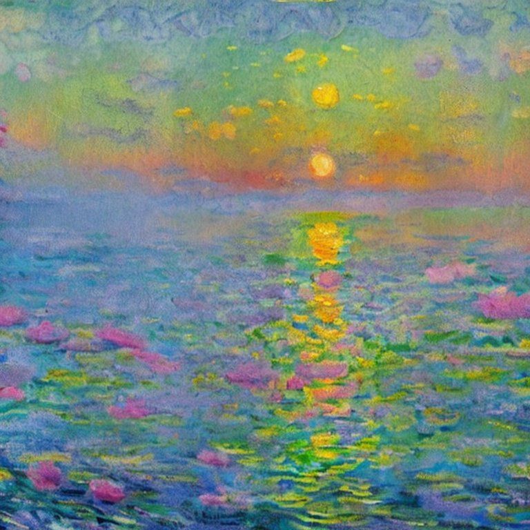 Dawn on the sea in summer in Monet style