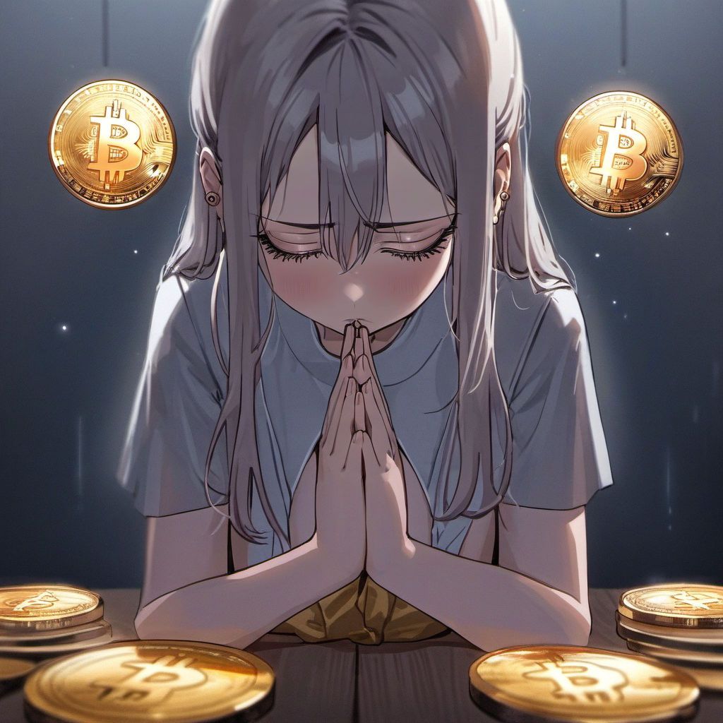 a-beautiful-girl-praying-earnestly-to-make-money-with-bitcoin