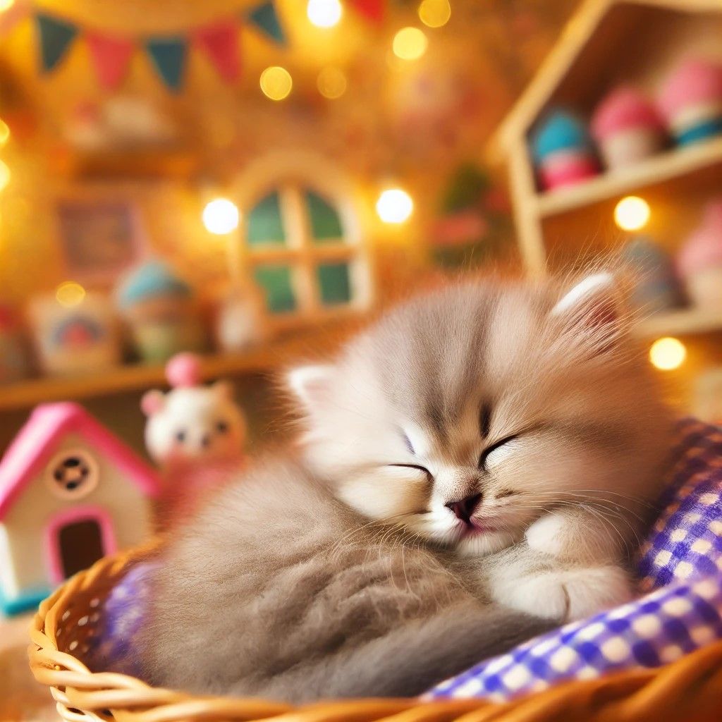 A cute kitten sleeping