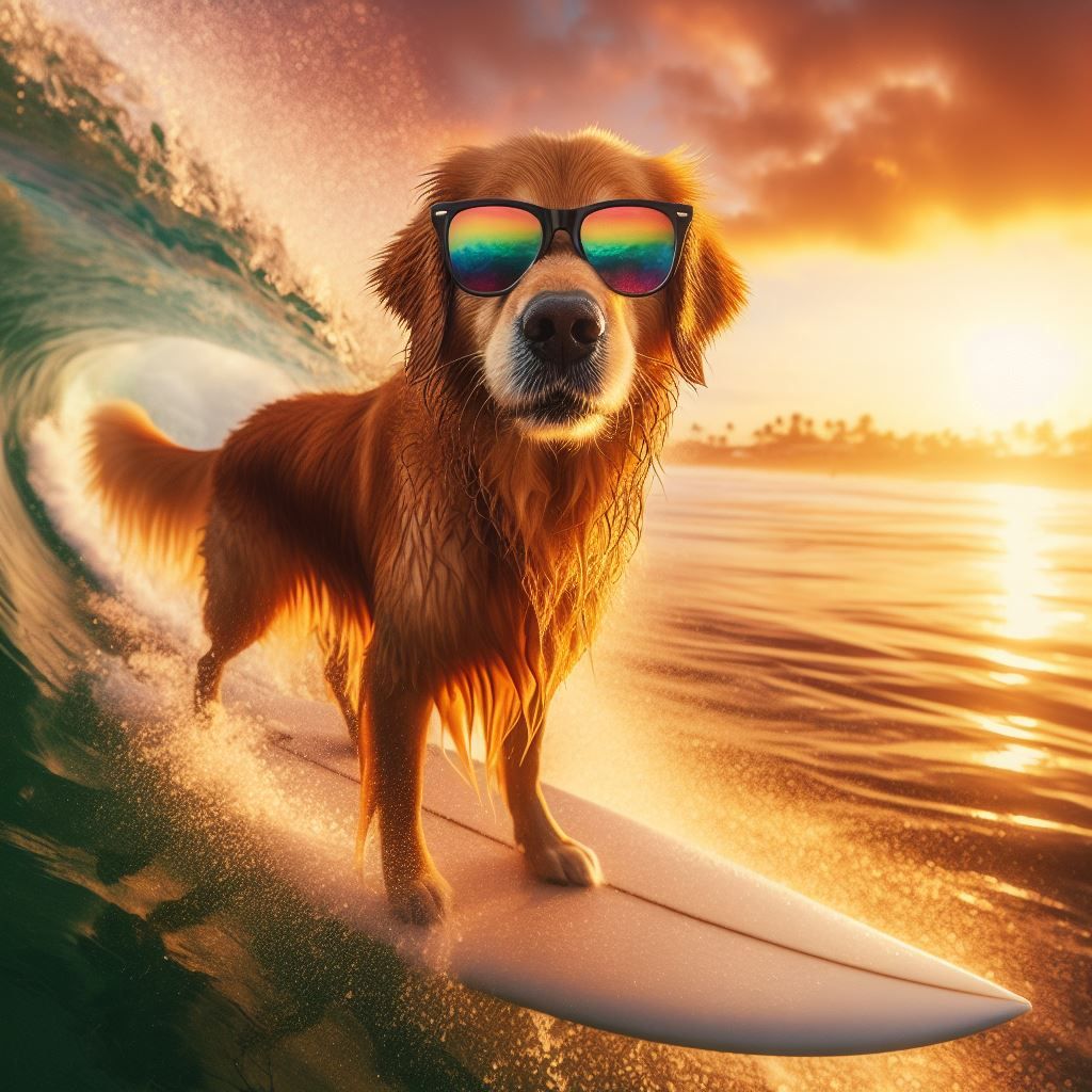 Cool dog surfing