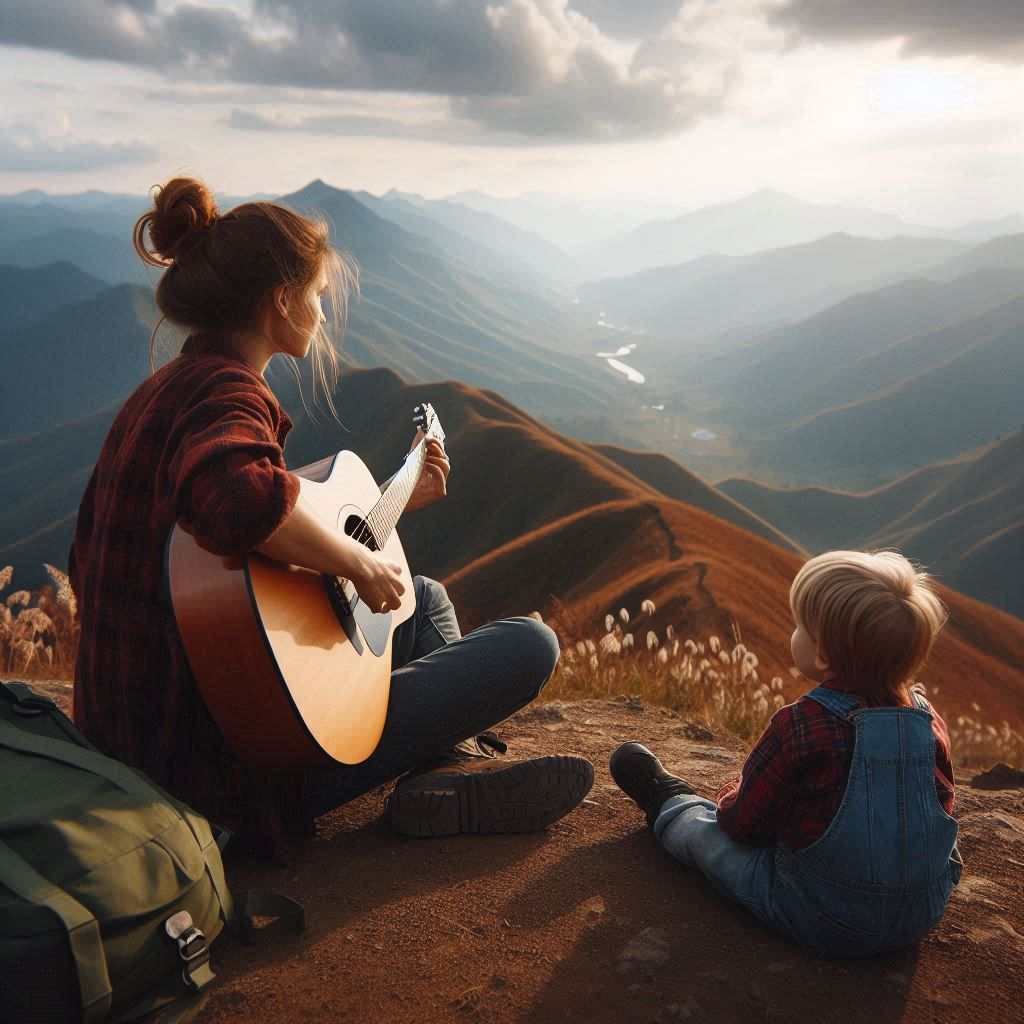 Playing Guitar in the mountains