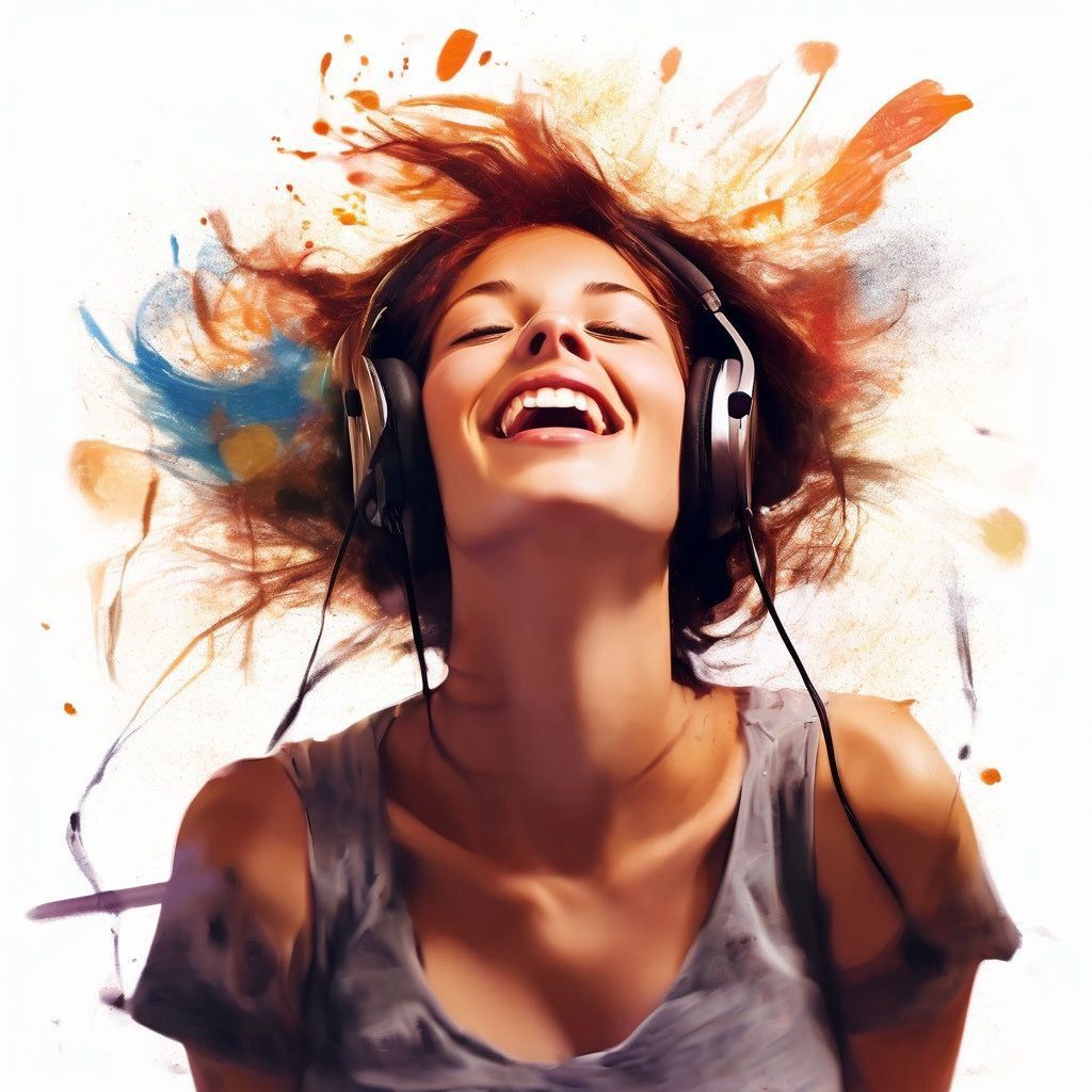 Young girl listening to music