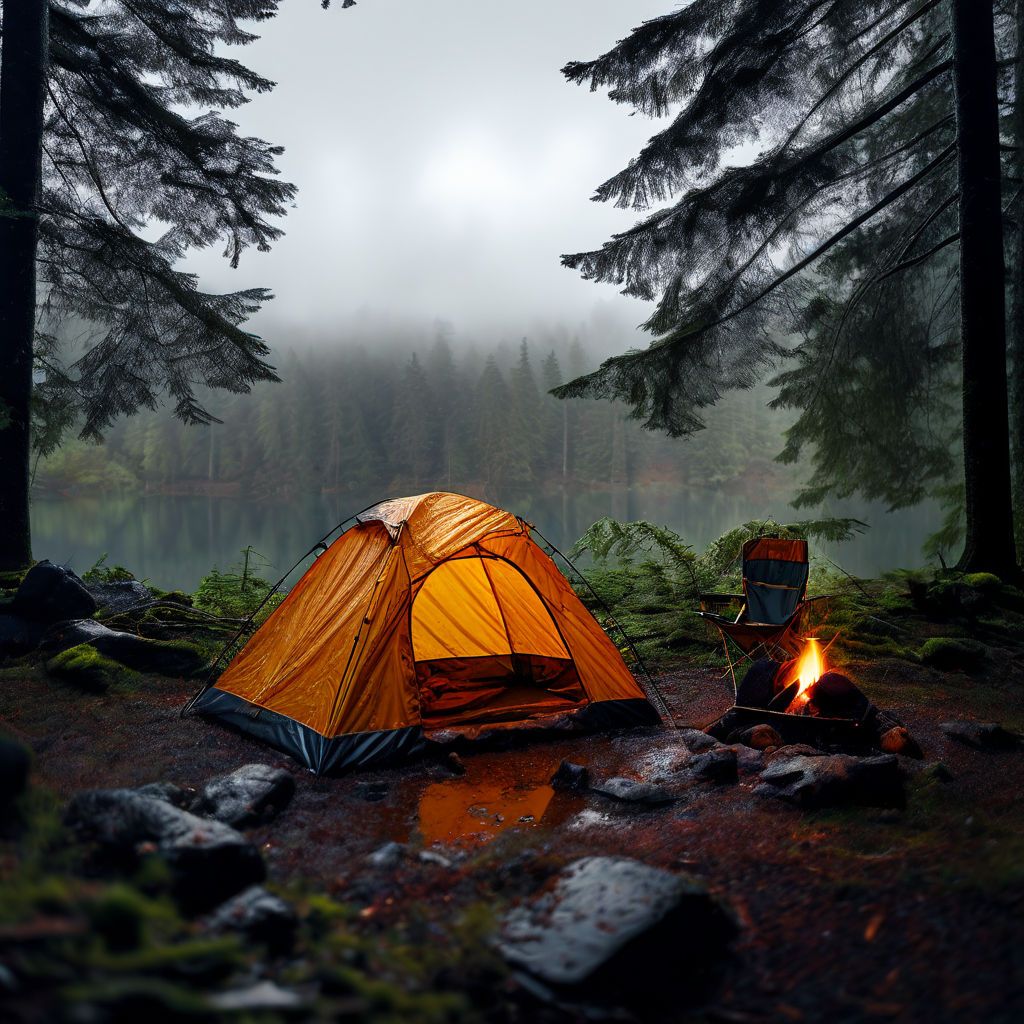 Camping on a rainy day is fantastic.