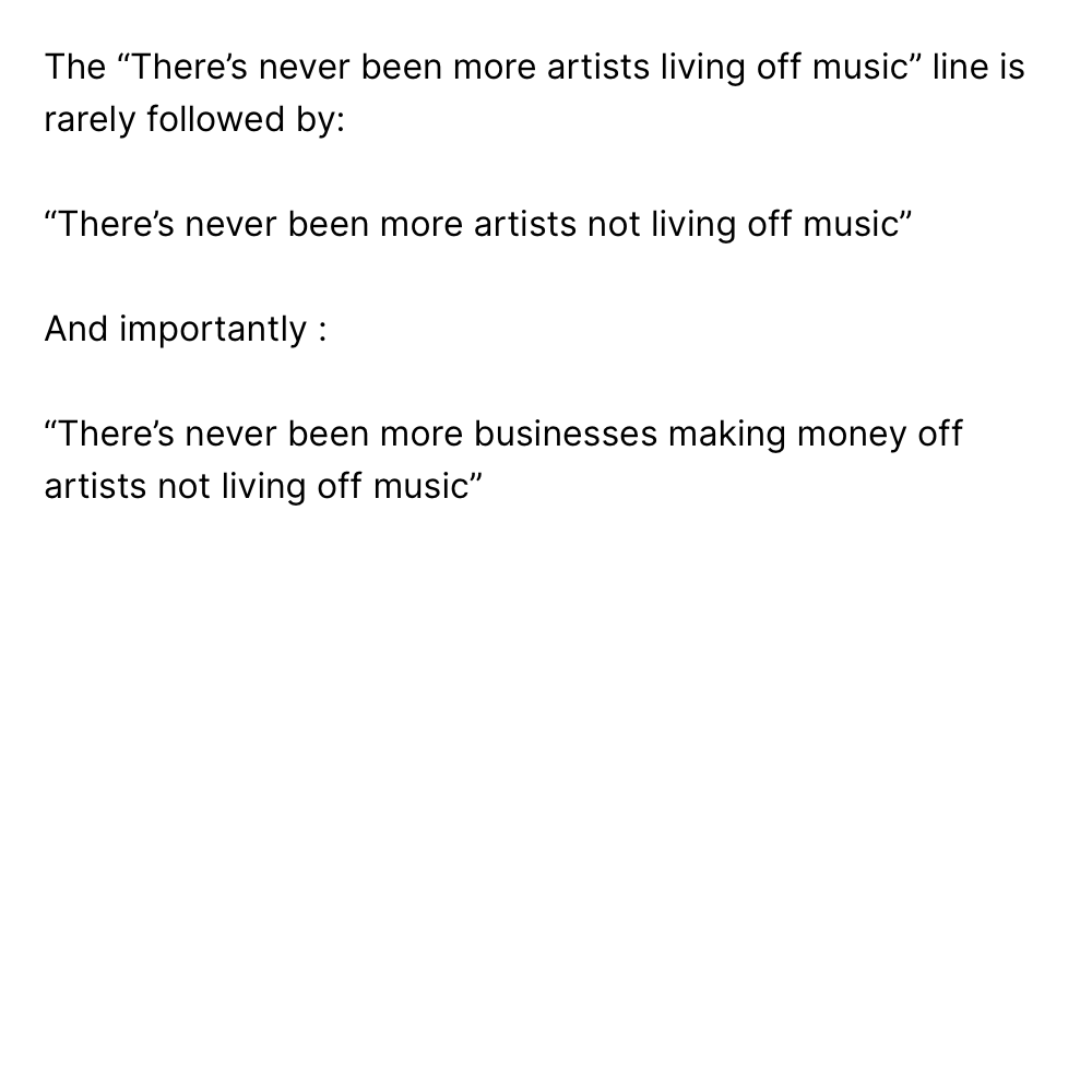 There’s never been more businesses making money off artists not living off music