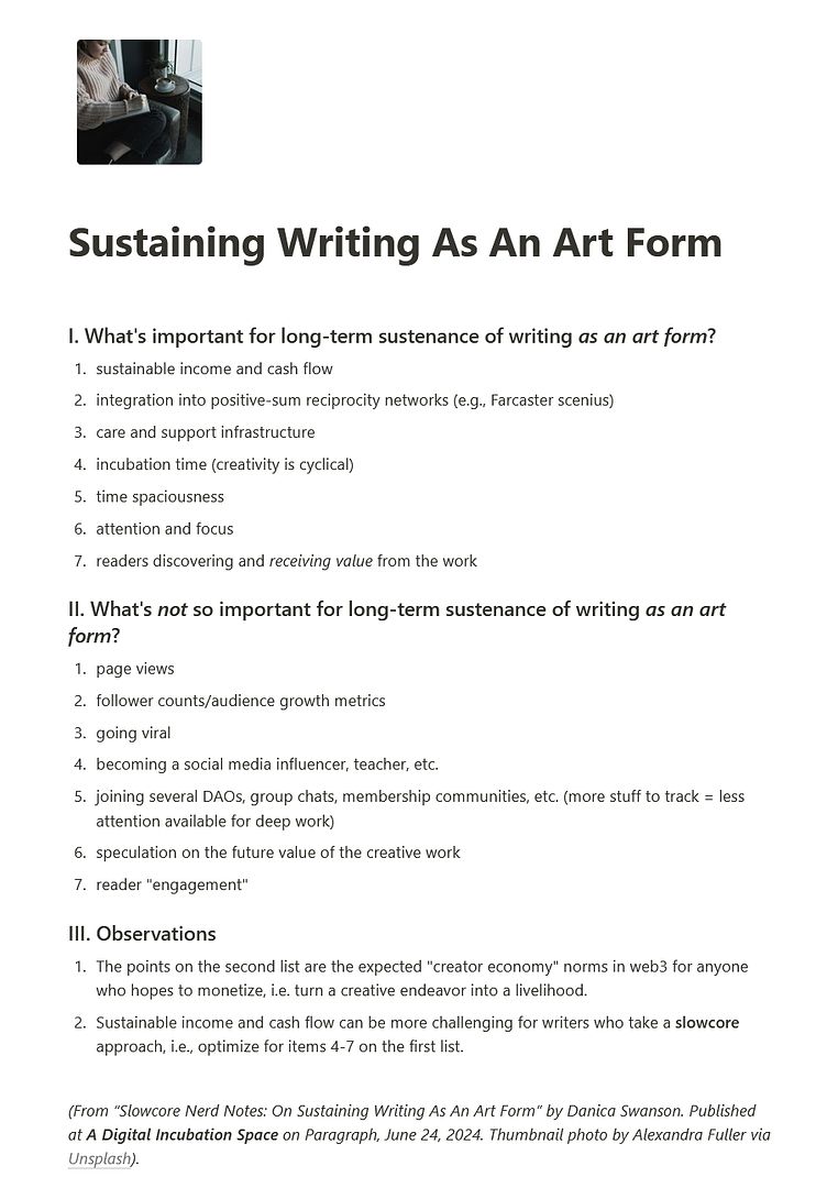 Sustaining Writing As An Art Form