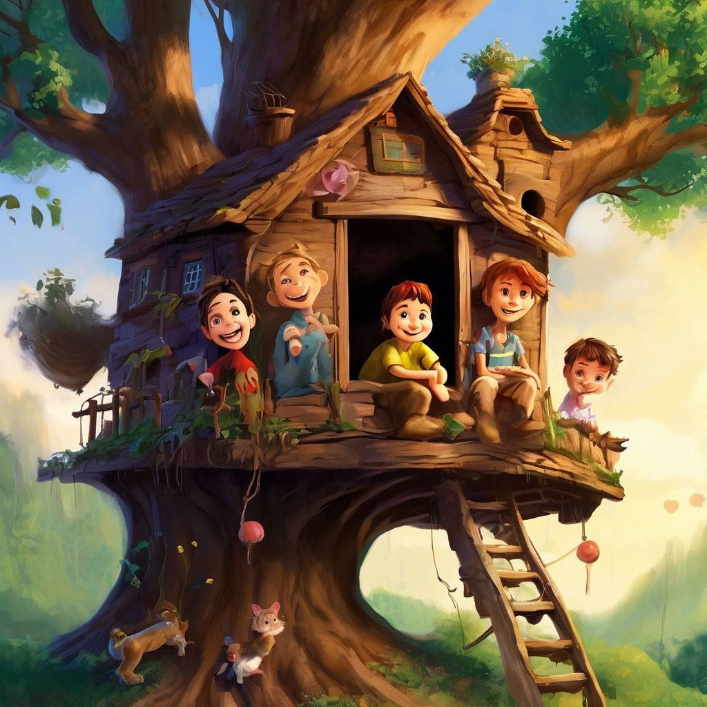 Children in a tree house