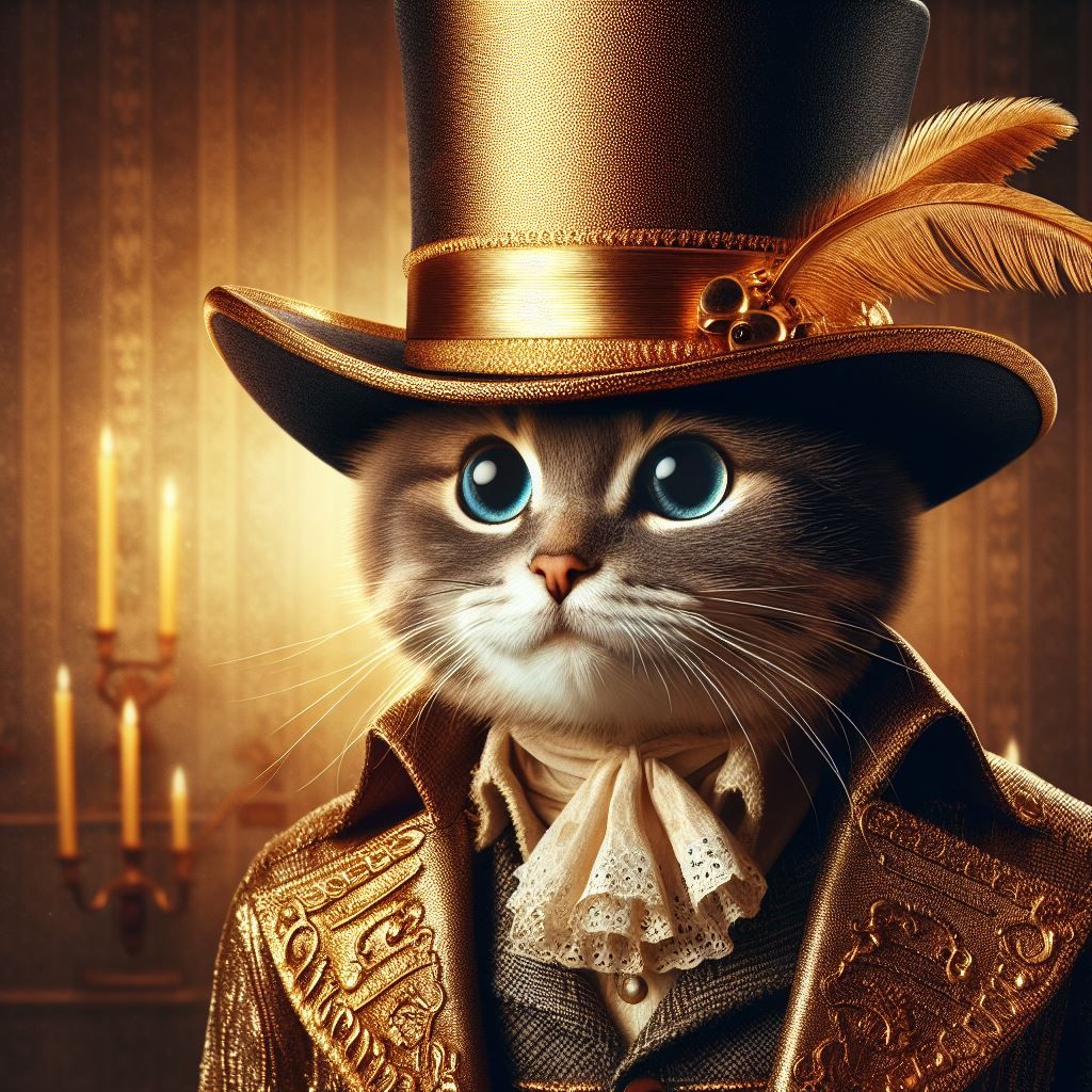 gold top hat cat three musketeers