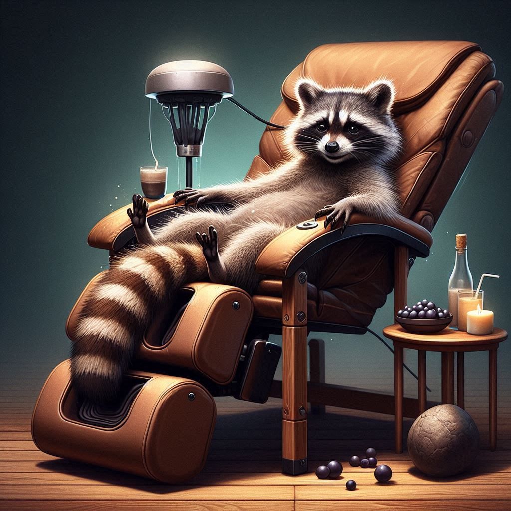 A raccoon is ENJOYing his own life