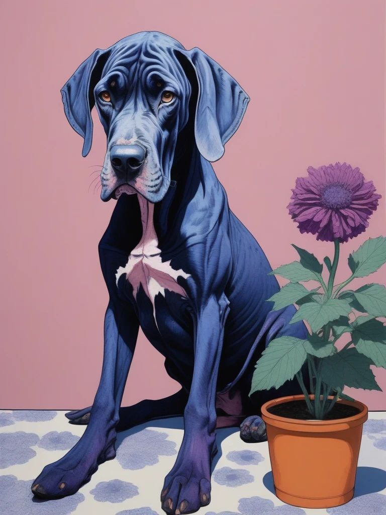 Great Dane and a flower