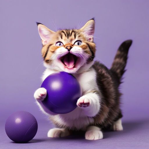 a-cute-cat-having-fun-with-a-purple-ball