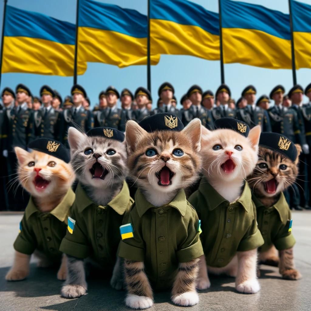 A_group_of_kittens_in_Ukrainian_military_uniforms,