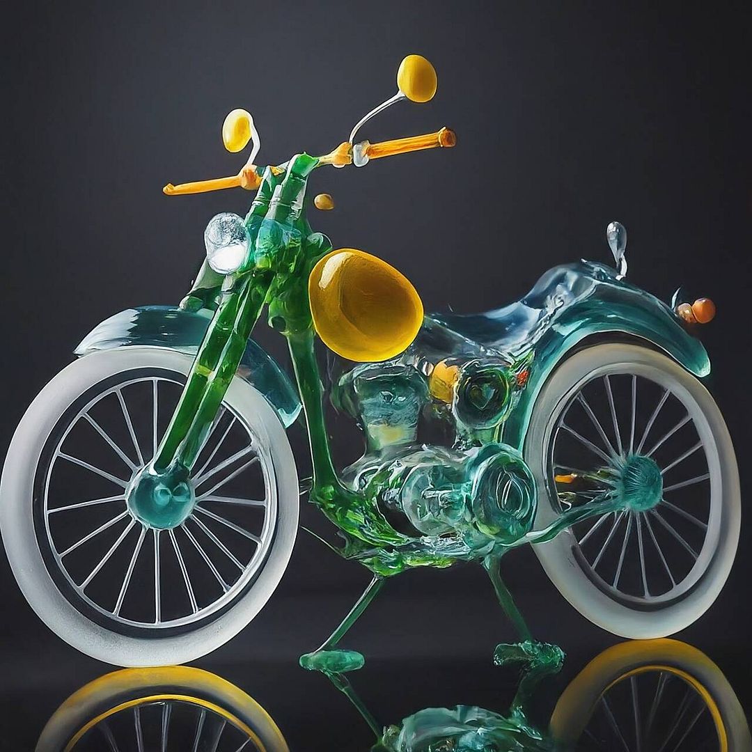 Motorcycle made of glass, exquisite workmanship