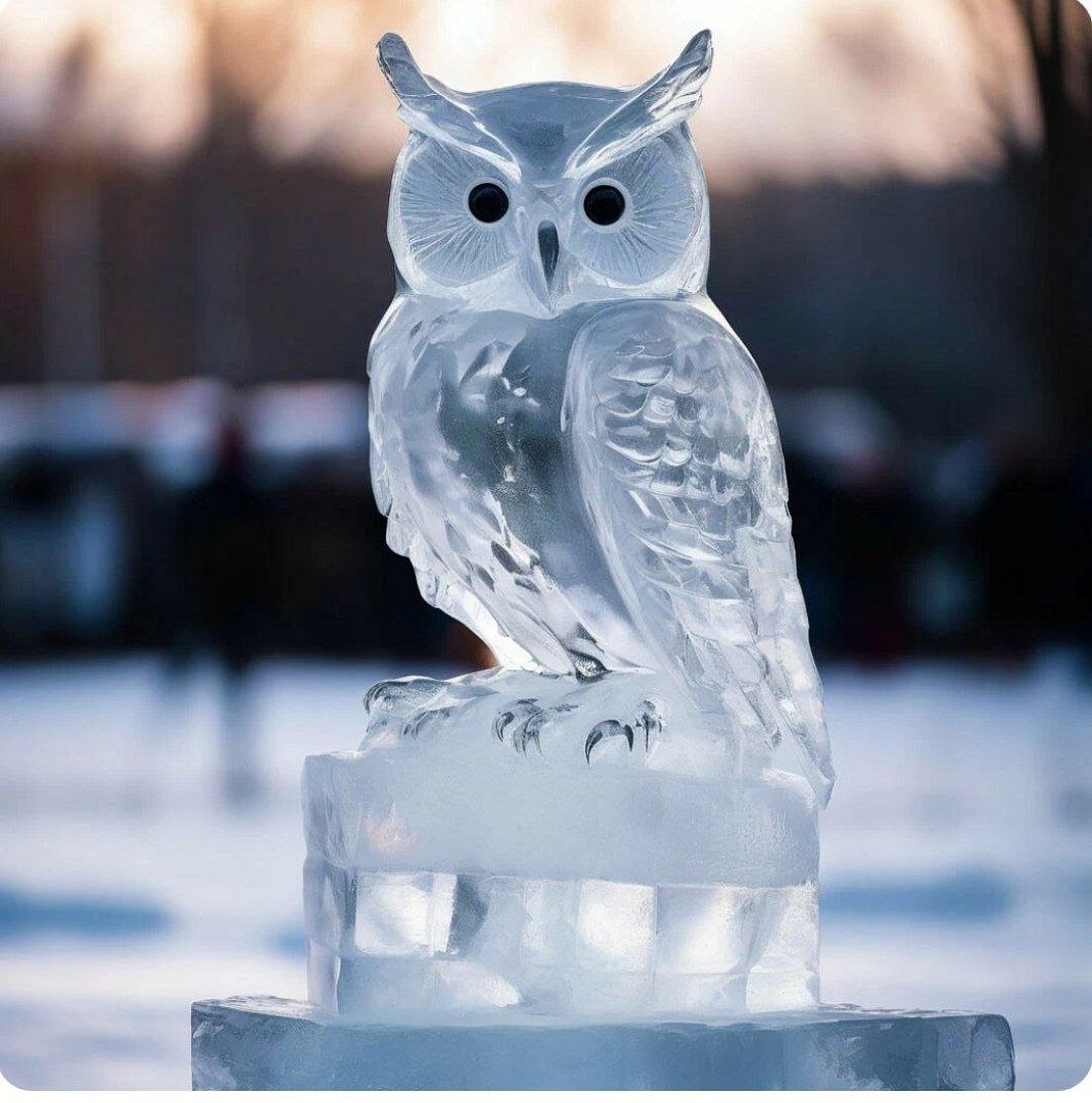 Ice sculpture of an owl