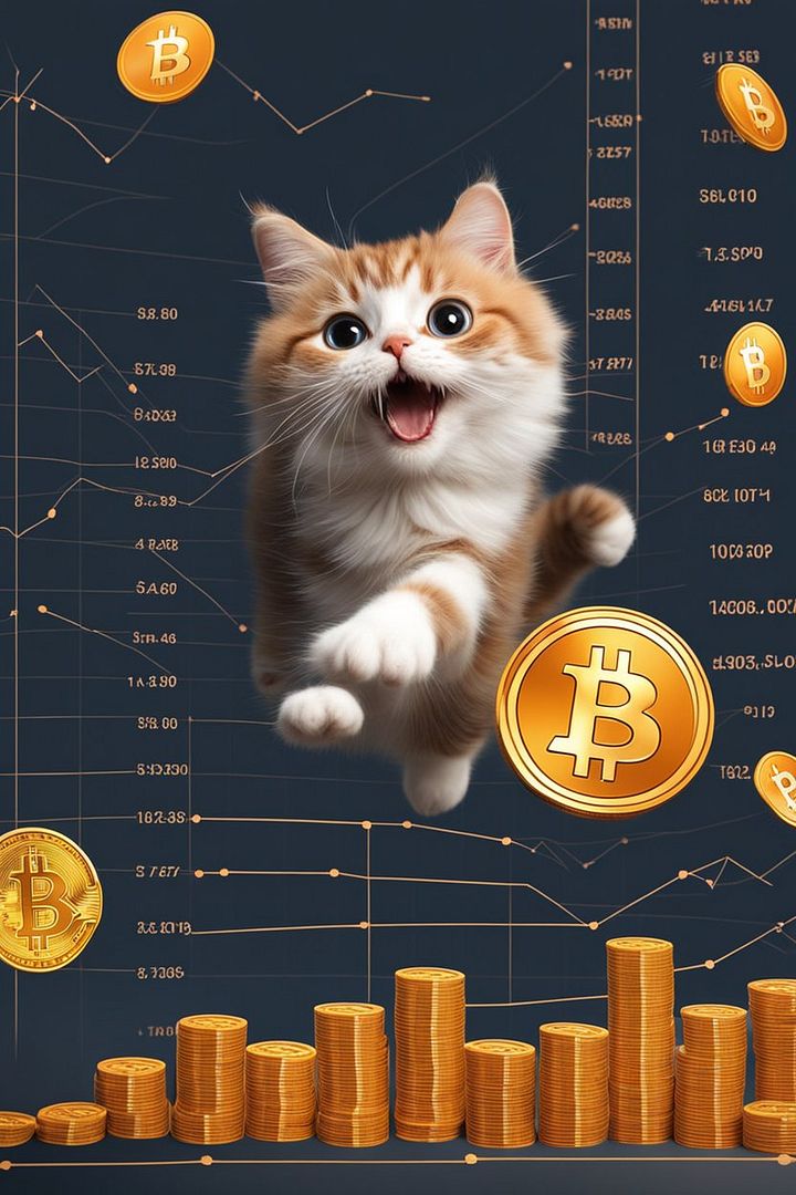 A_super_cute_cat_is_running_excitedly_over_a_Bitcoin_chart_graph.