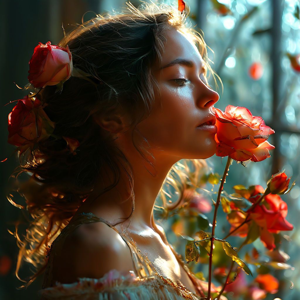 beautiful woman with rose