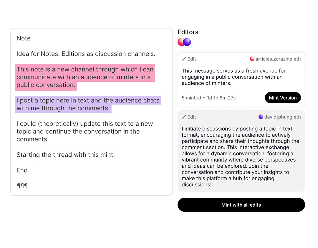 NOTES - Onchain Editors