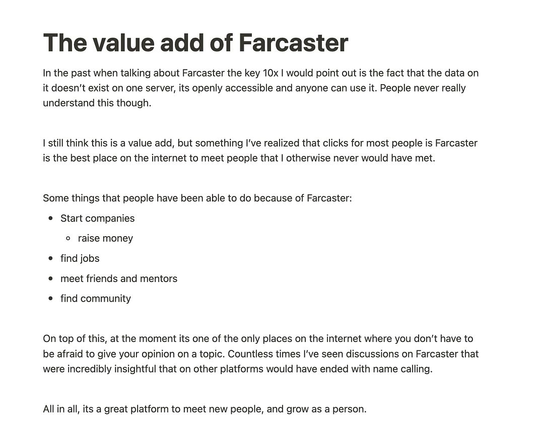 The value add of Farcaster