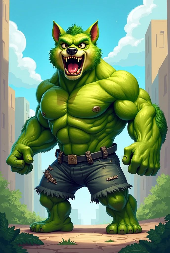 Cartoon hulk dog