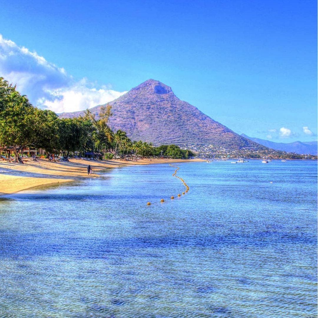 Coast of Mauritius with Mount Tamarin.