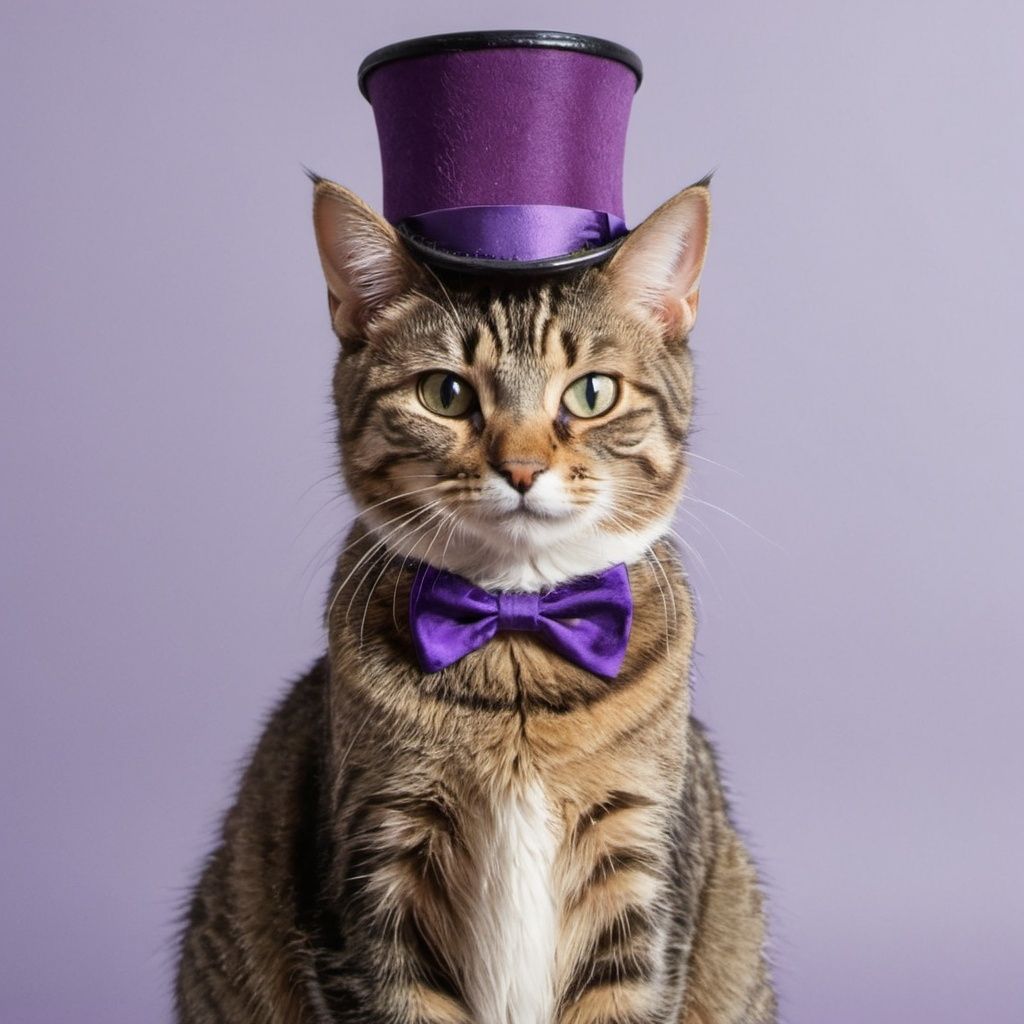 Tabby degen cat wif top hat