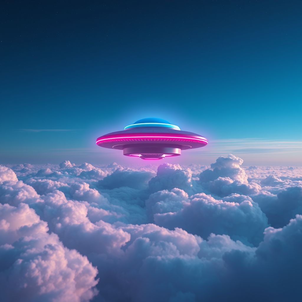 UFO on the clouds