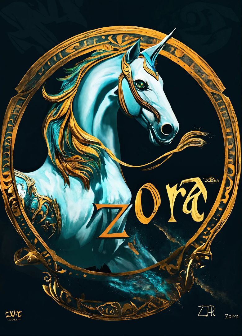 Image of a legendary horse with the Zora logo