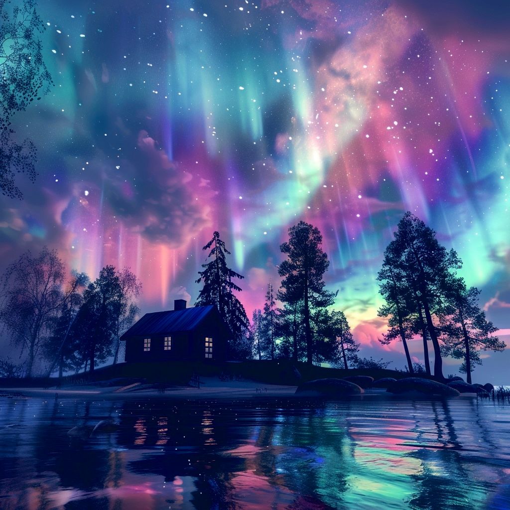 a sweet aurora in the middle of the night