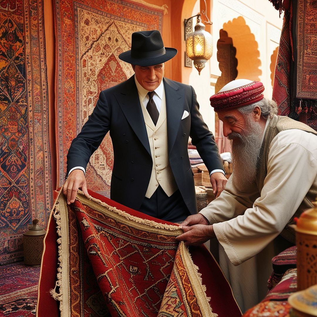 Don Corleone buys a carpet in an Oriental bazaar