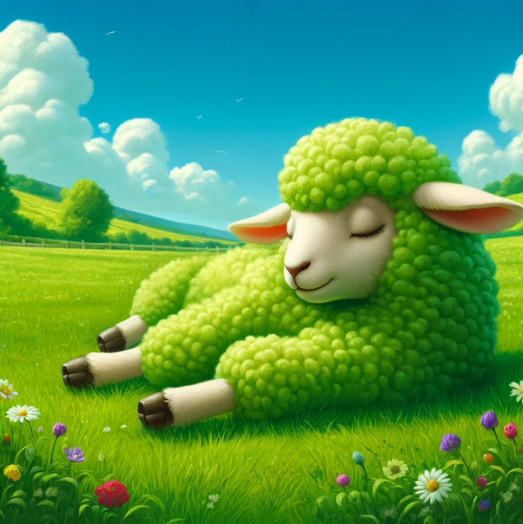 A sleeping green sheep