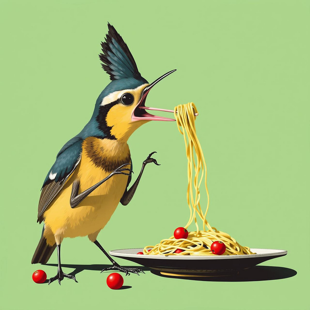 spaghetti with wagtail