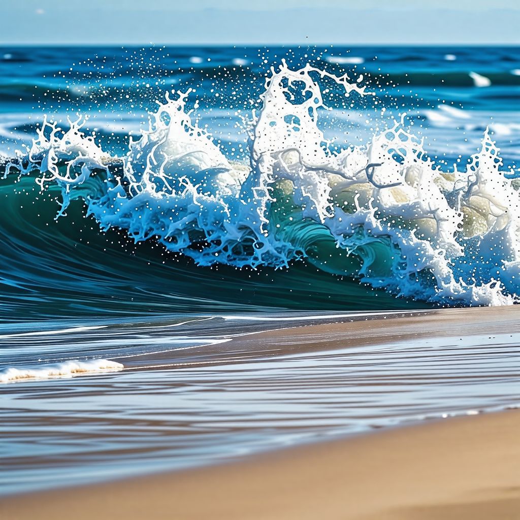 The cool blue waves in the summer sea (여름바다 속 시원한 푸른파도 )