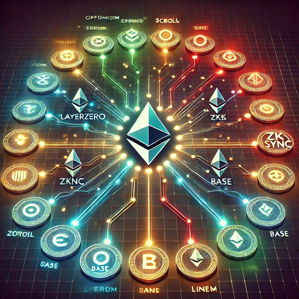 DALL·E 2024-11-02 22.50.15 - A dynamic digital illustration of the Ethereum logo at the center, with unique, non-repetitive streams of energy branching out in different directions