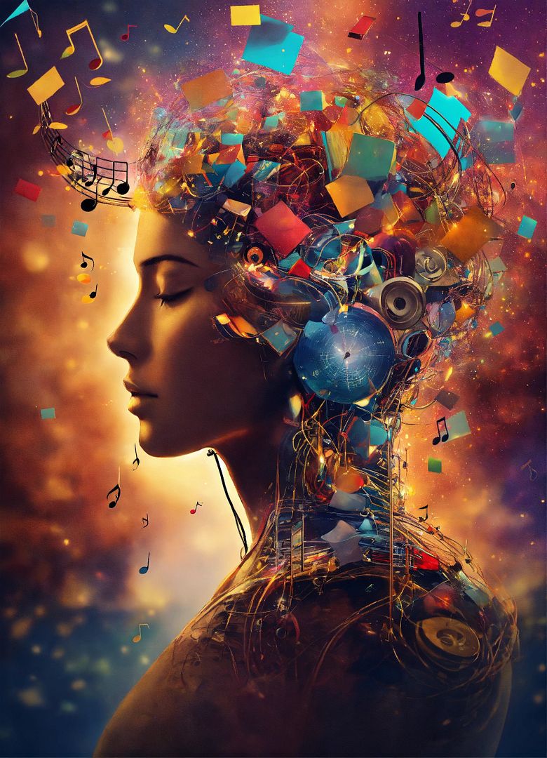 human mind filled with music