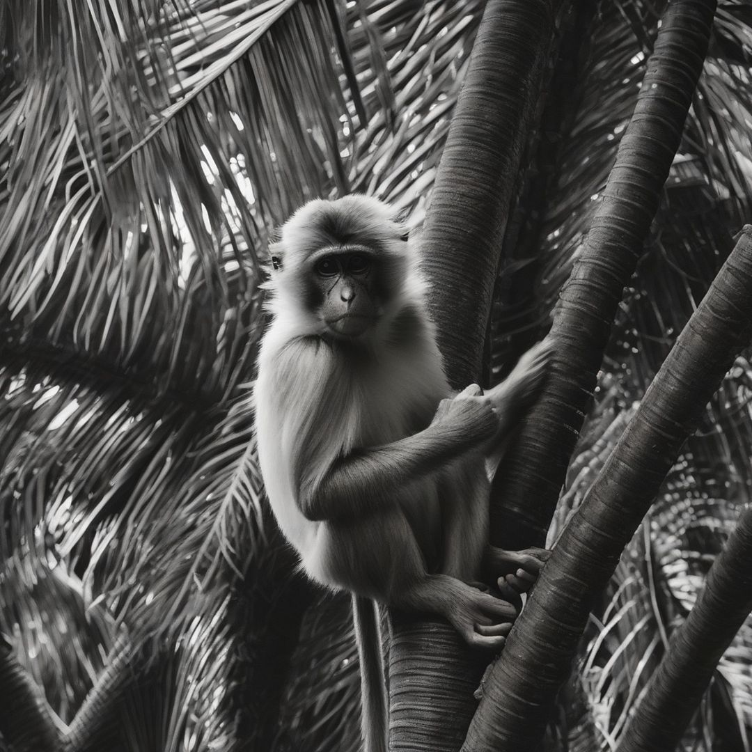 monkey in dark coconut