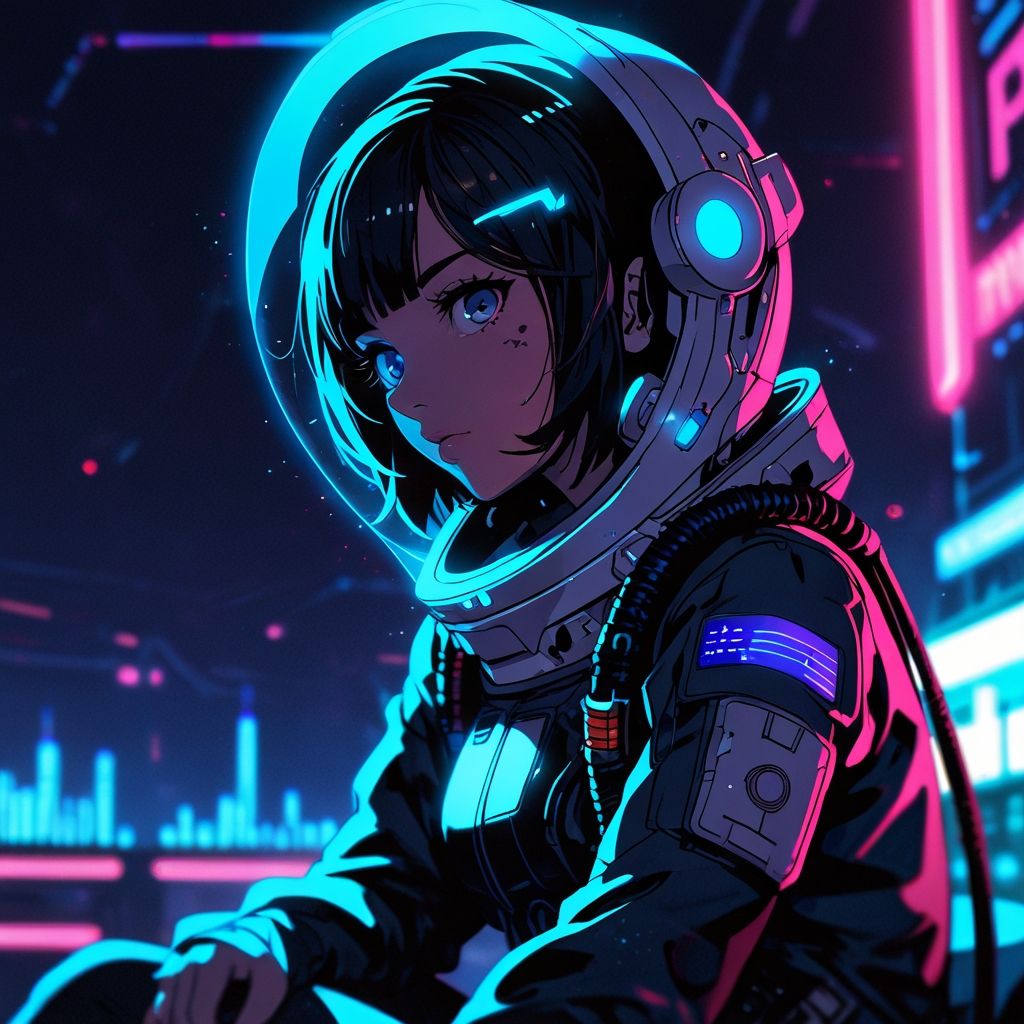 Astronaut in a Cyberpunk Realm