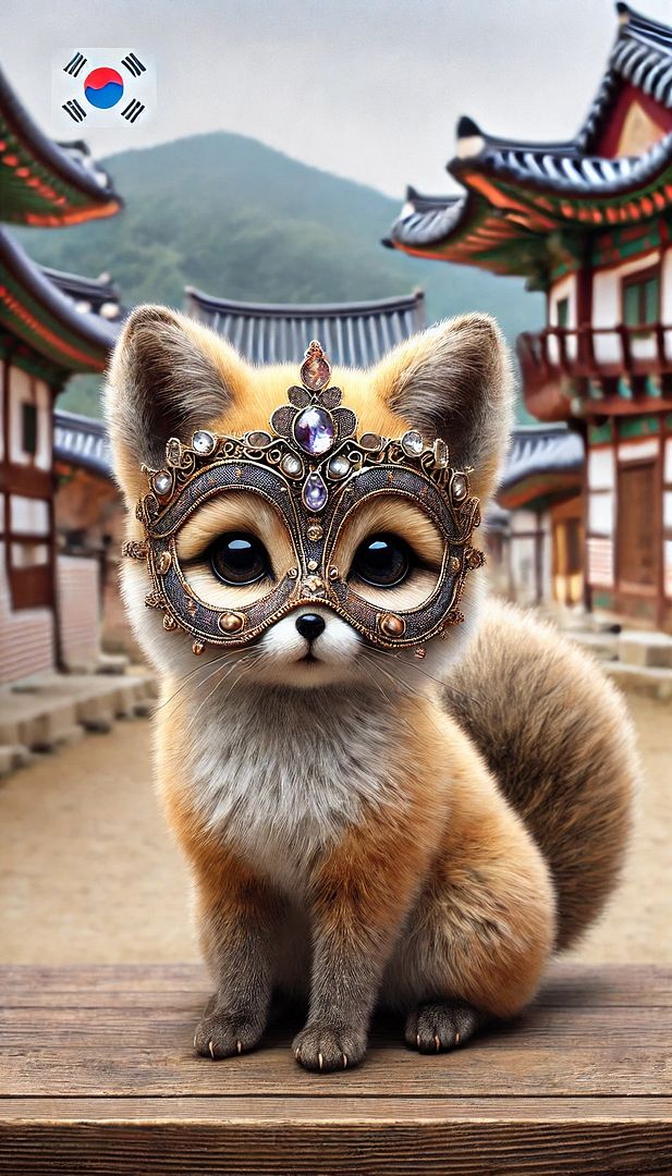 A fox in the Korean traditional village