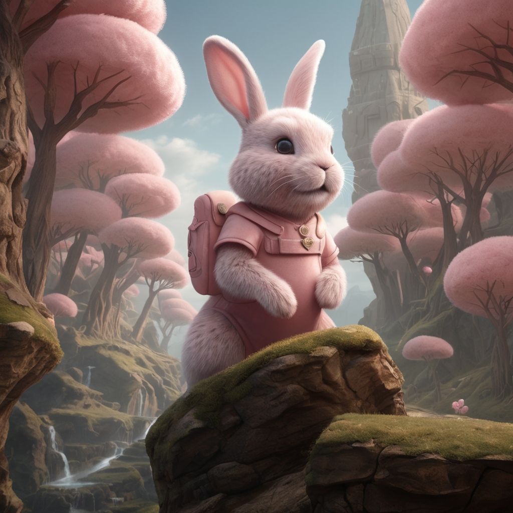 pink rabbit in pink world