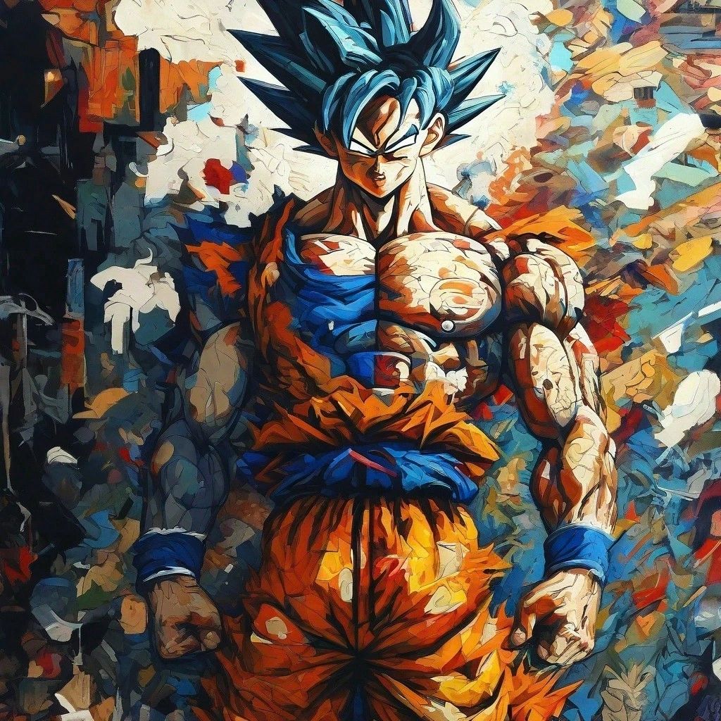 Son Goku in Van Gogh style.