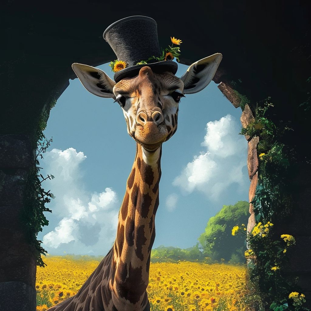 Farcaster: Giraffe with 🎩