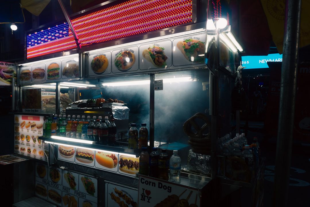 Late night hotdog stand, New York City 2024 // Shot on Sony a6000