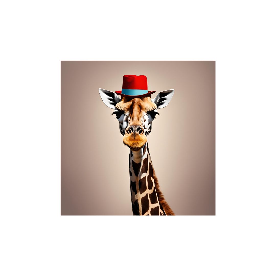 giraffe with hat