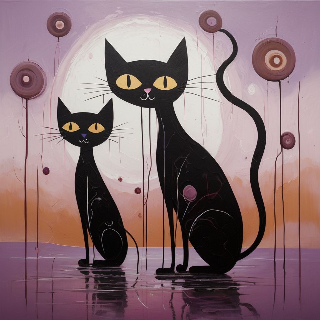 abstract two black cats