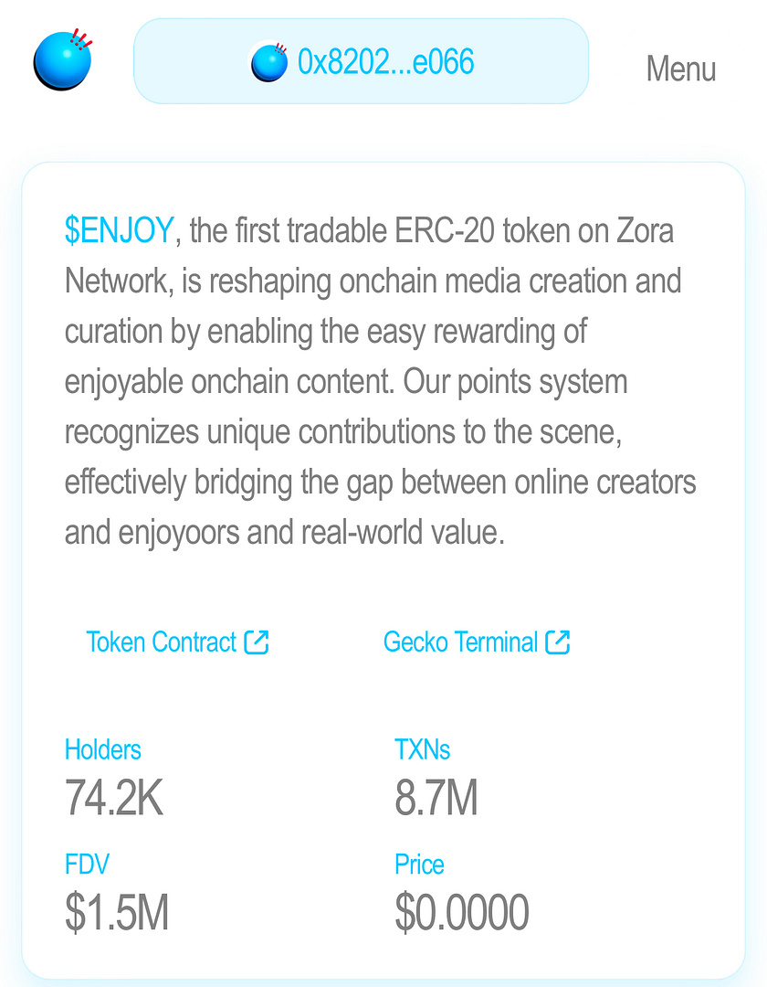 $Enjoy on Zora